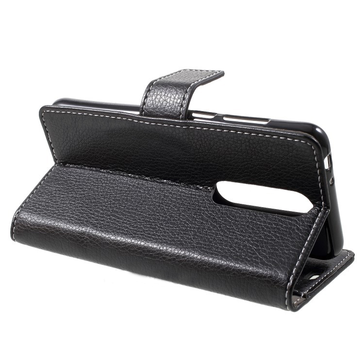 เคส Nokia 5.1 Plus / X5 #เคสฝาพับแบบกระเป๋าสตางค์หนัง PU ผิวลิ้นจี่ Litchi Grain Wallet