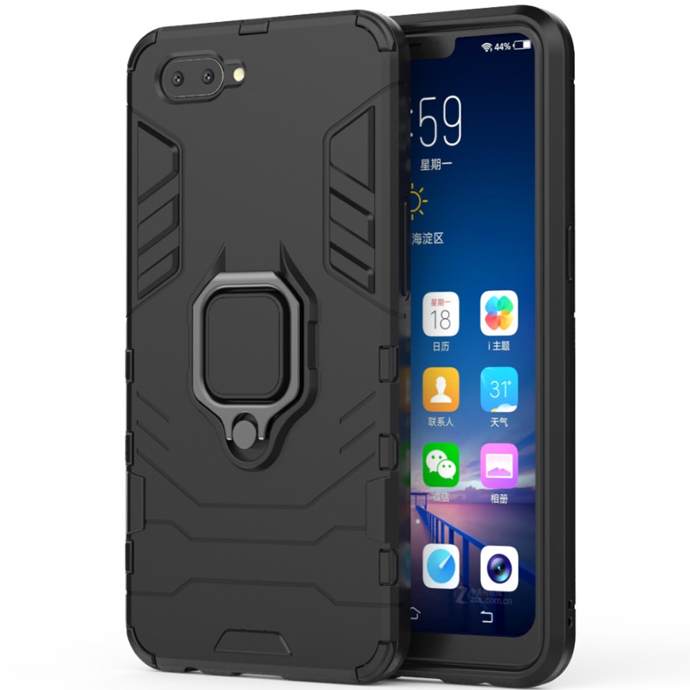 เคส OPPO A3s #เคสฝาหลังพลาสติกแข็ง +TPU Hybrid Case มีแหวนสวมนิ้วโลหะ (สินค้าพร้อมส่ง)