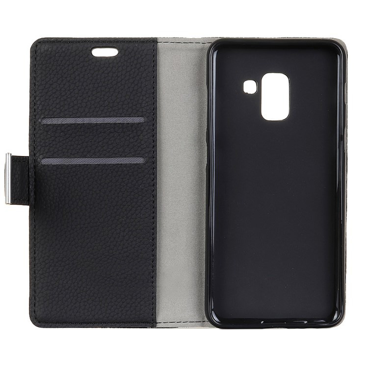 เคส Samsung Galaxy A8 2018 #เคสฝาพับสไตล์กระเป๋าสตางค์หนัง PU ผิวลิ้นจี่ ปิดแม่เหล็กสวยงามทันสมัย