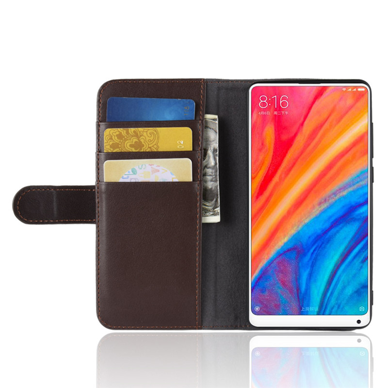 Case Xiaomi Mi Mix 2s #เคสฝาพับสไตล์กระเป๋าสตางค์รูปแบบหนังแท้แยกมีช่องเสียบบัตรคุณภาพดี