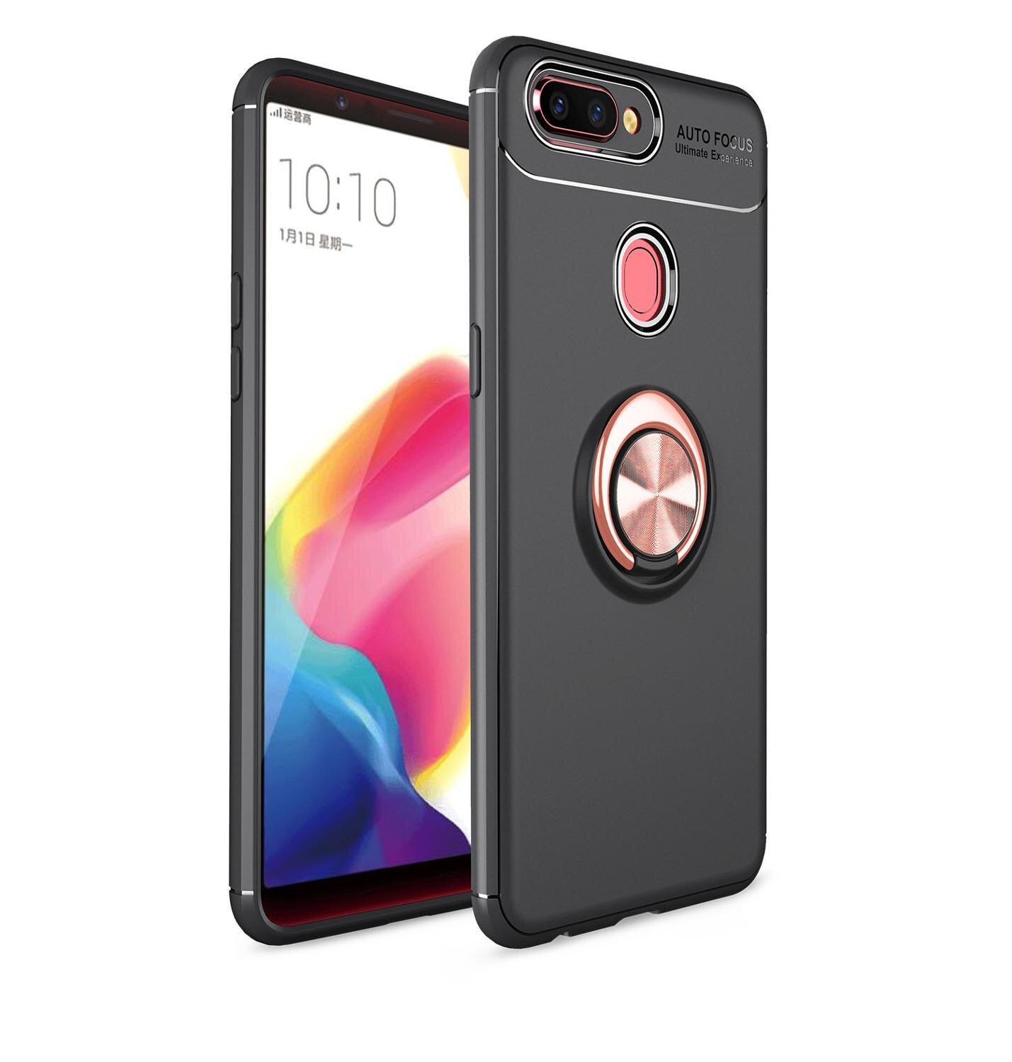 Case OPPO A7 / A5s / AX5s #เคสฝาหลัง TPU Finger Ring Kickstand (แผ่นโลหะแบบ Built-in)
