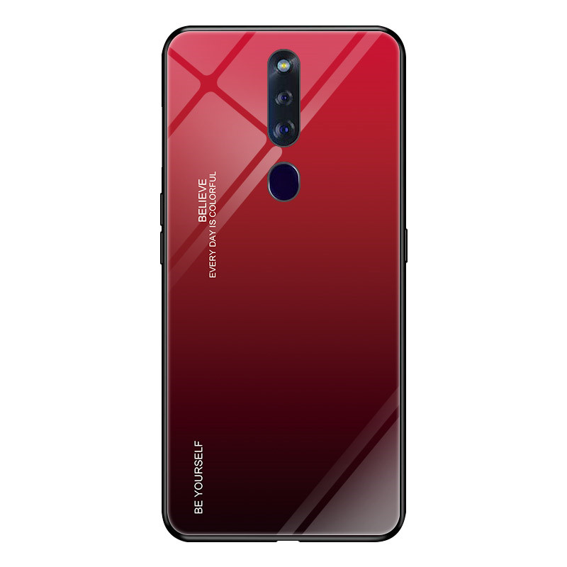 Case OPPO F11 Pro #เคสฝาหลัง Gradient Color Glass + PC + TPU Hybrid Case