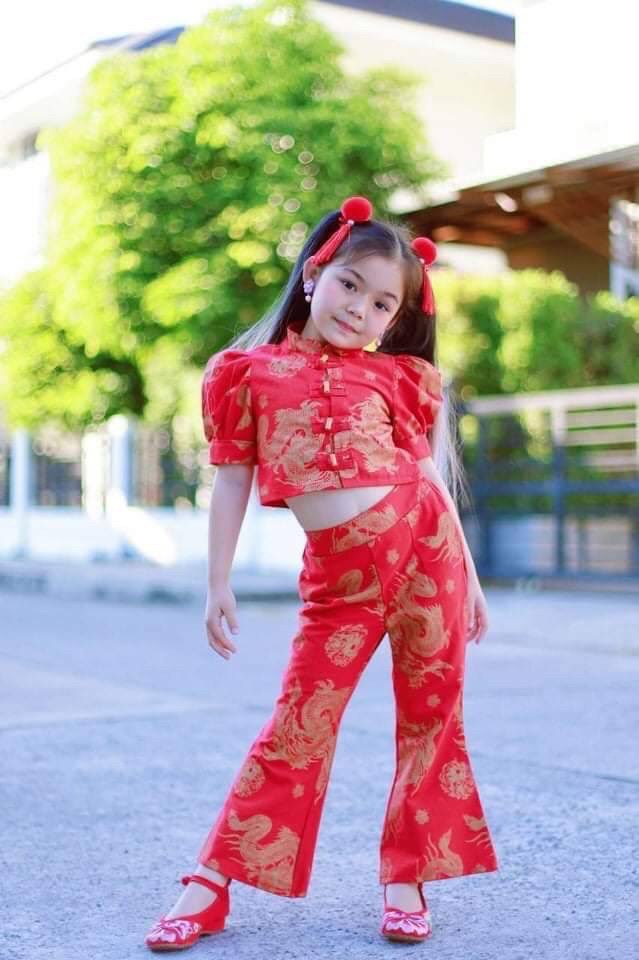 ชุดตรุษจีนเด็กหญิงแบบกางเกง