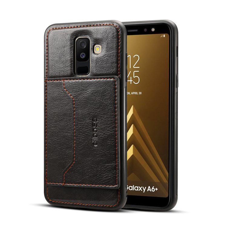 Case Samsung Galaxy A6+ (2018) #เคสฝาหลัง TPU เคลือบหนัง PU Crazy Horse Leather Coated PC + TPU Hybrid