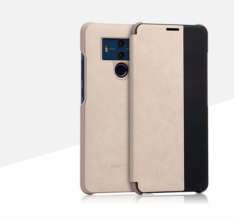 เคส Huawei Mate 10 Pro #เคสฝาพับมีช่องวิวด้านข้างแนวยาวหนัง PU ผิวหนังม้าแบบคลาสสิกคุณภาพดีสวยหรู
