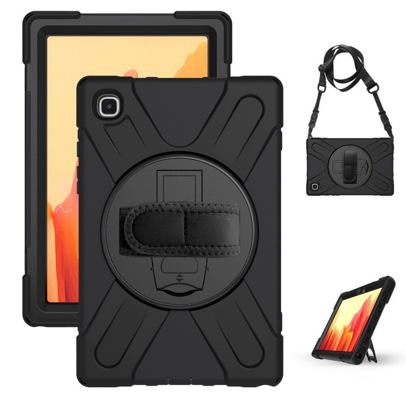 เคส Samsung Galaxy Tab A7 10.4นิ้ว 2020 (T500,T505,T507) #เคสฝาหลังกันกระแทก X-Shape 360 Degree Rotary Kickstand PC + Silicone มีสายคล้องมือ สายคล้องไหล่