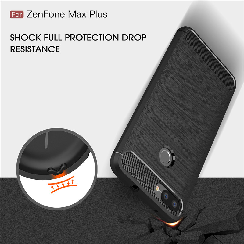 Case Asus ZenFone Max Plus (M1) ZB570TL #เคสฝาหลัง TPU นิ่มคาร์บอนไฟเบอร์ผิวแบบขัดแปรง