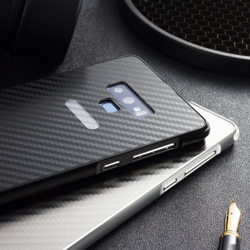 Case Samsung Galaxy Note 9 N960 #เคสฝาหลังกรอบโลหะ Electroplated + ฝาหลังพลาสติกผิวคาร์บอนไฟเบอร์