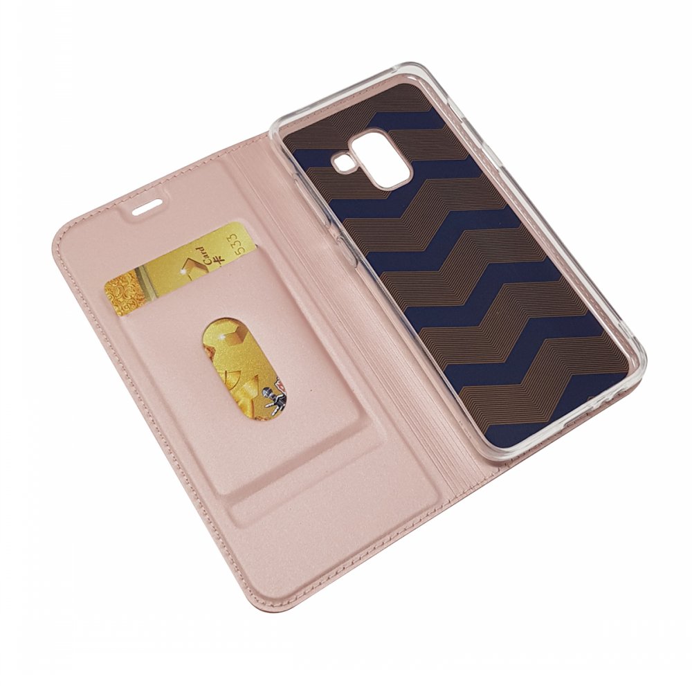 Case Samsung Galaxy A8 (2018) #เคสฝาพับหนัง PU Magnetic Adsorption Stand Leather Card Holder