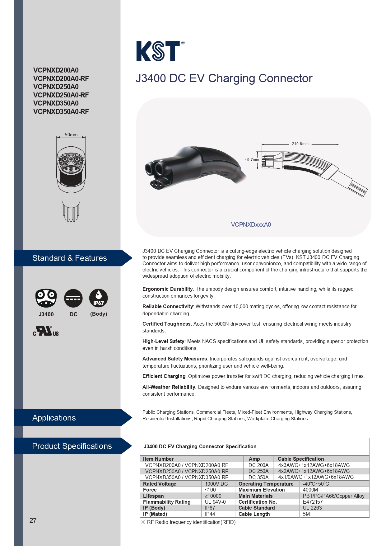 J3400 DC EV Charging Connector