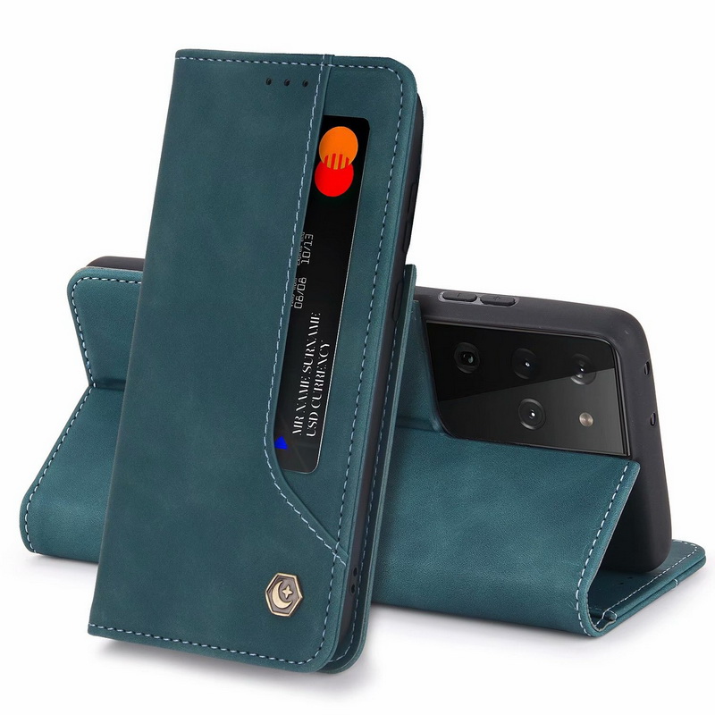 เคส Samsung Galaxy S21 Ultra #เคสฝาพับหนัง PU สไตล์กระเป๋าสตางค์พร้อมช่องใส่การ์ด Luxury Flip Stand Card Phone Leather Wallet Cover Casing