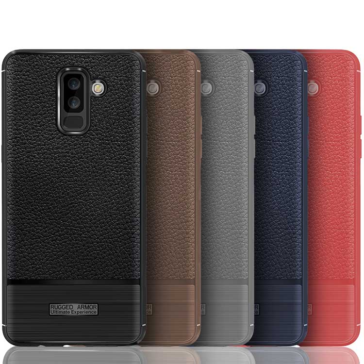 Case Samsung Galaxy J8 (2018) #เคสฝาหลัง TPU นิ่มผิวลิ้นจี่กันลื่นคุณภาพดีราคาถูก