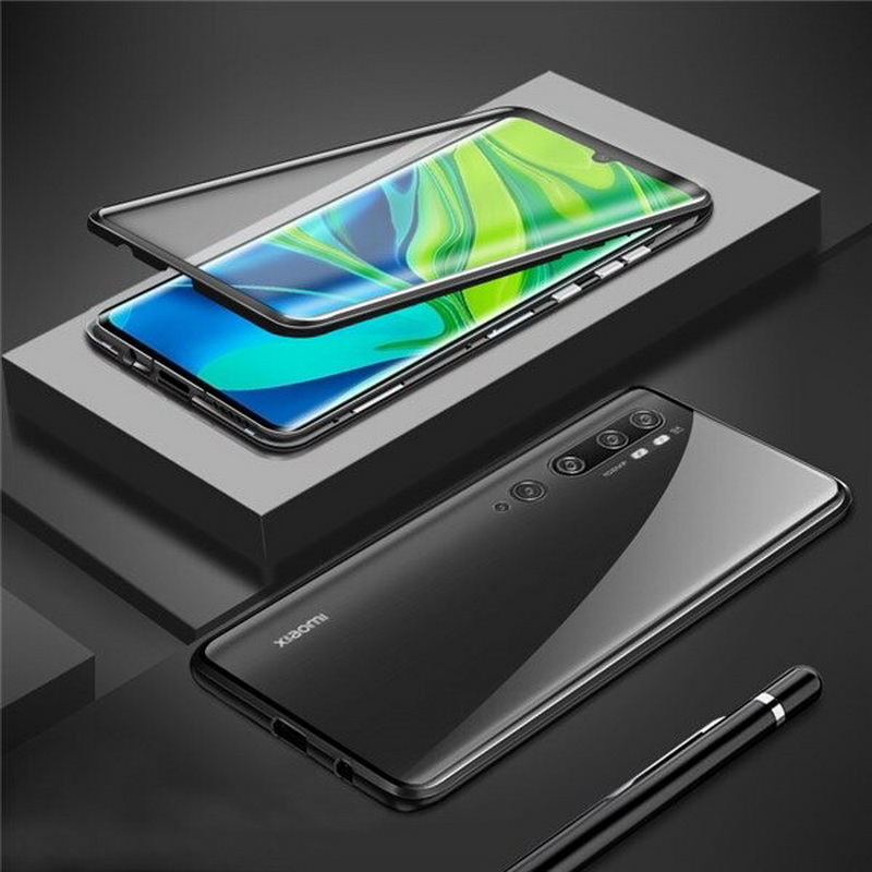 เคส Xiaomi Mi Note 10 Pro #เคสฝาครอบกระจกขอบโลหะดูดซับแม่เหล็ก Fully Protection Magnetic Adsorption Glass Metal Phone Protective