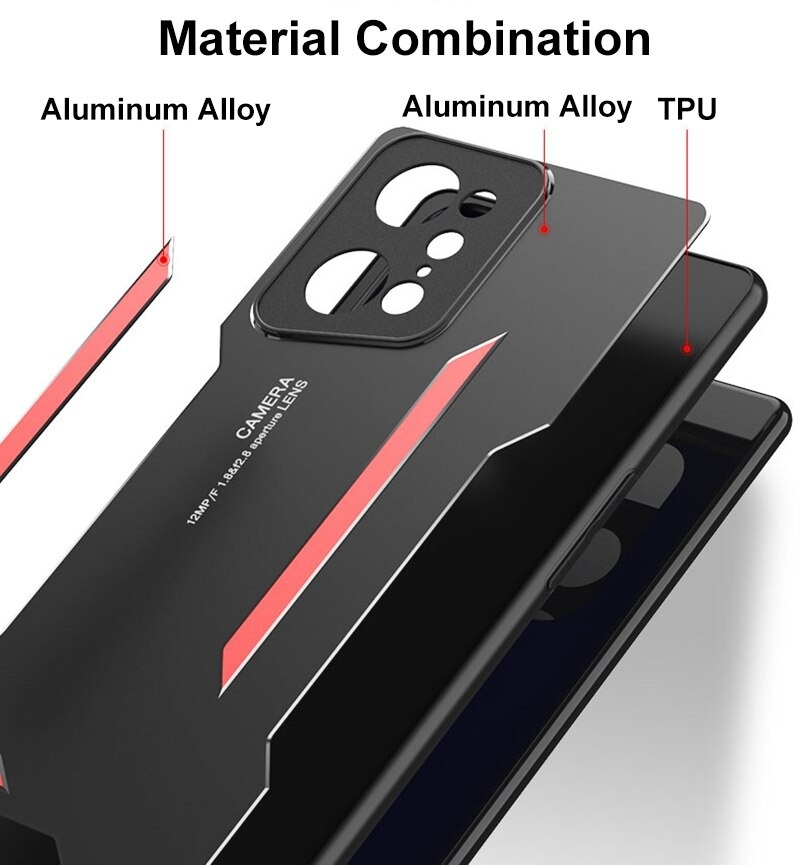 เคส OPPO Find X5 Pro 5G #เคสฝาหลังไฮบริด Metal +TPU Shockproof metal back plate Phone Back Cover