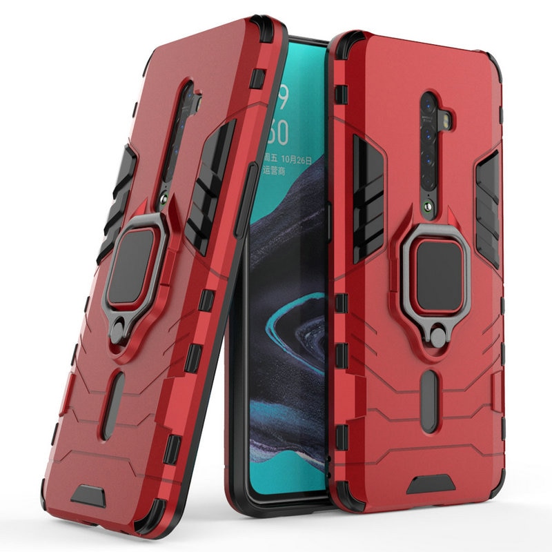 Case OPPO Reno 2F #เคสฝาหลังพลาสติกแข็ง +TPU Hybrid Case มีแหวนสวมนิ้วโลหะ