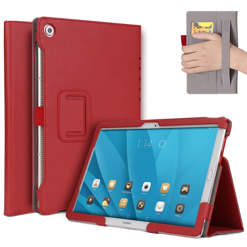Case Huawei MediaPad M5 Pro 10.8 นิ้ว #เคสฝาพับหนัง PU มีที่สวมนิ้ว Card Holder Stand PU Leather Smart Case