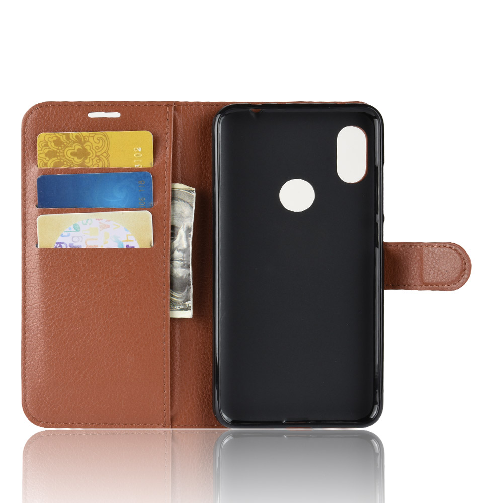 Case Xiaomi Redmi Note 6 Pro #เคสฝาพับสไตล์กระเป๋าสตางค์หนัง PU ผิวลิ้นจี่ Litchi Texture Wallet Stand Leather