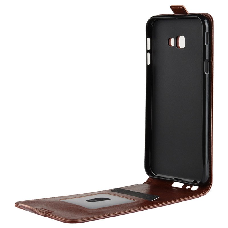 Case Samsung Galaxy J4+ #เคสฝาพับหนัง PU Crazy Horse แนวตั้ง พร้อมช่องเสียบการ์ด