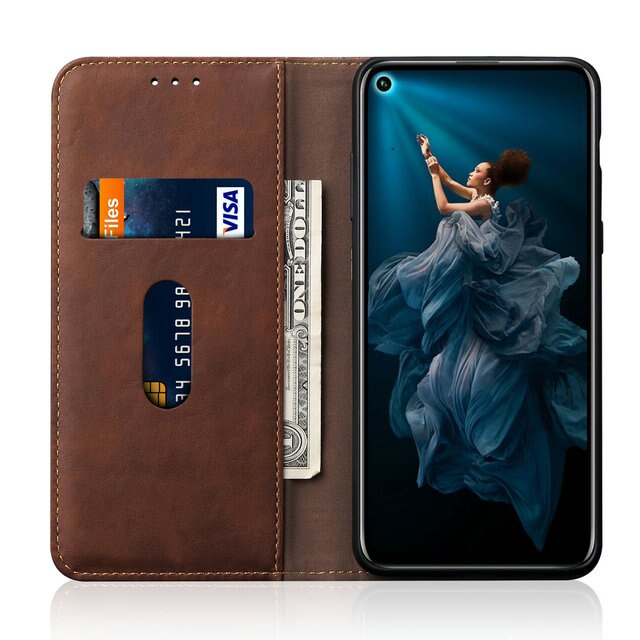 Case Huawei Nova 5T #เคสฝาพับหนัง PU Crazy Horse Texture Retro Leather Auto-absorbed Wallet คุณภาพดี