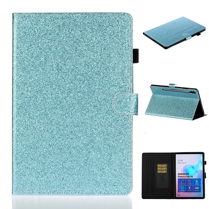 Case Samsung Galaxy Tab S7 11นิ้ว T870 T875 #เคสแท็บเล็ตหนัง PU มีช่องใส่บัตร Glitter Powder Magnetic Stand Wallet PU Leather
