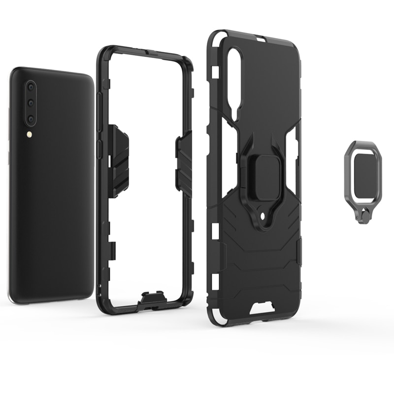 Case Xiaomi Mi 9 #เคสฝาหลังพลาสติกแข็ง +TPU Hybrid Case มีแหวนสวมนิ้วโลหะ
