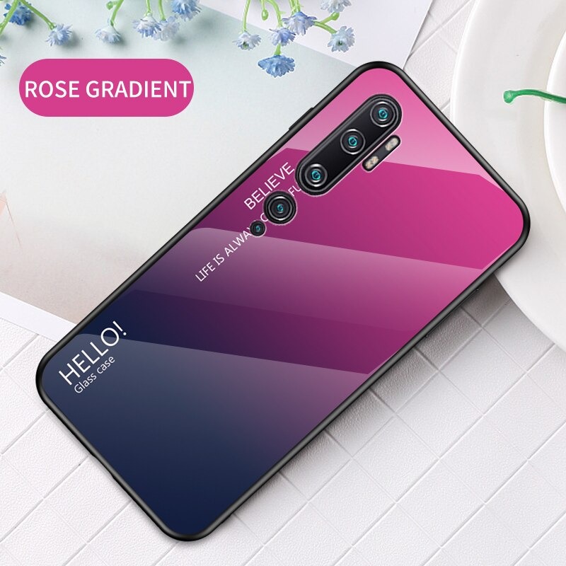 Case Xiaomi Mi Note 10 Pro #เคสฝาหลัง Gradient Color Glass + PC + TPU Hybrid Case