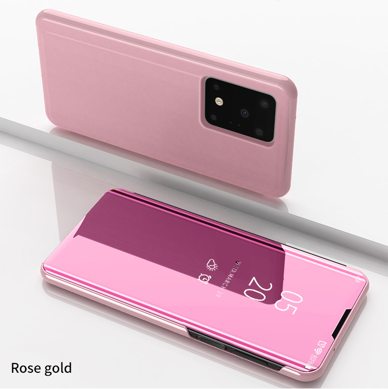 เคส Samsung Galaxy S20 Ultra / S20 Ultra 5G #เคสฝาพับปกโปร่งแสงผิวเงา Electroplating Mirror Surface Window
