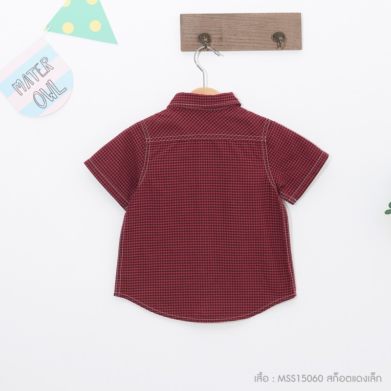เสื้อเชิ้ต ลายสก็อต สีแดง สำหรับเด็ก