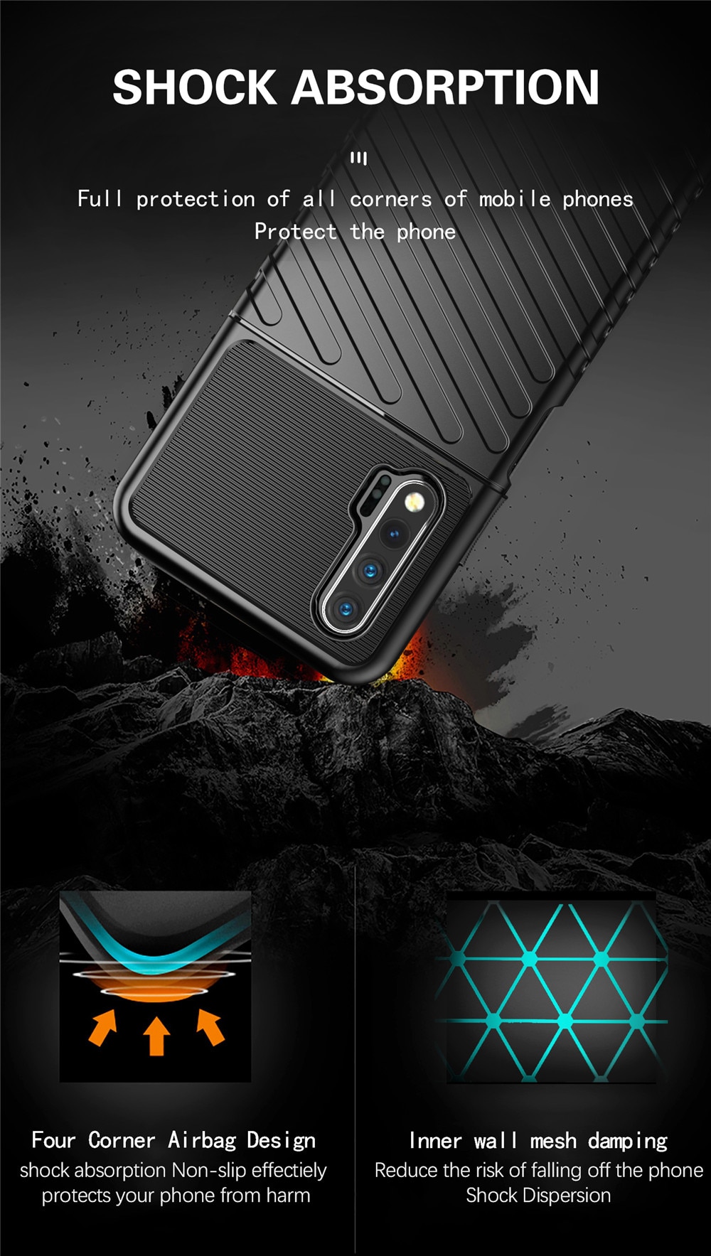Case Huawei nova 6 #เคสฝาหลัง TPU อ่อน Thunder Series Twill Texture Soft TPU