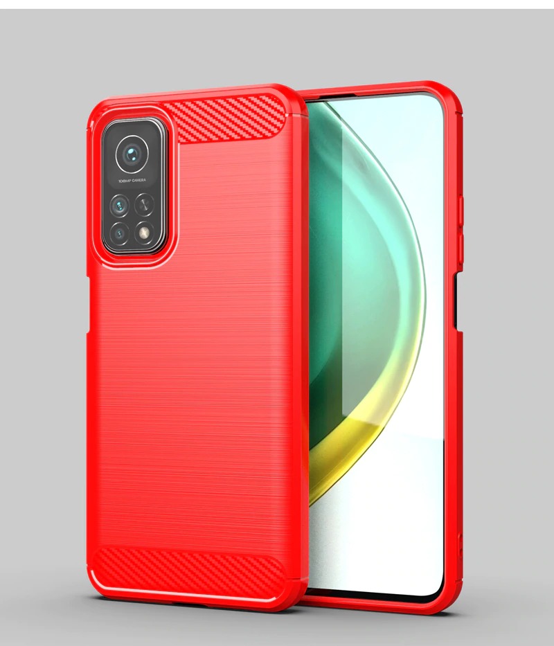 Case Xiaomi Mi 10T Pro#เคสฝาหลังตกแต่งคาร์บอนไฟเบอร์ ผิวขัดแปรง Brushered TPU Back Case