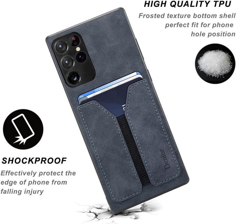 เคส Samsung Galaxy S22 Ultra 5G #เคสฝาหลัง TPU เคลือบหนัง PU ขอบนิ่มมีช่องใส่บัตร Leather Coated TPU Hybrid
