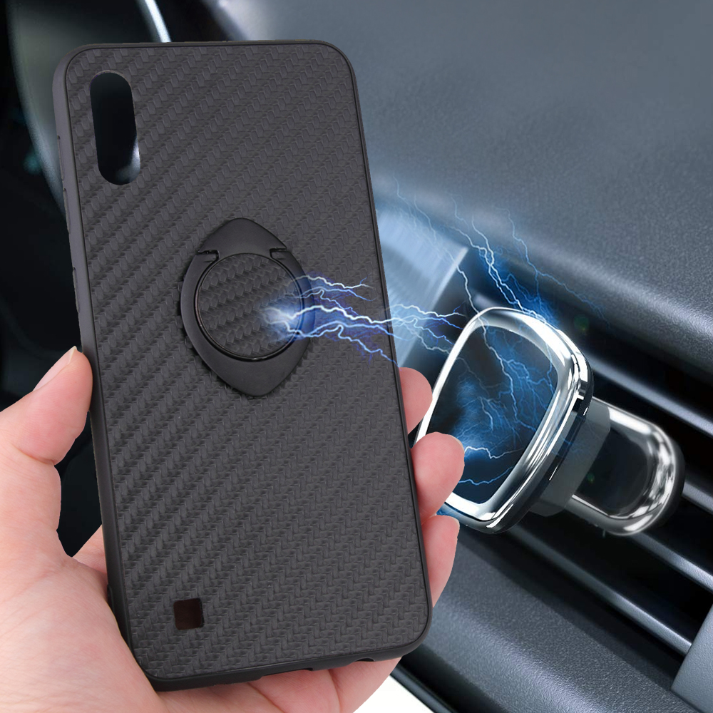 Case Samsung Galaxy A10 #เคสฝาหลังผิวเคลือบหนัง PU + TPU สำหรับพร้อมแหวนสวมนิ้ว