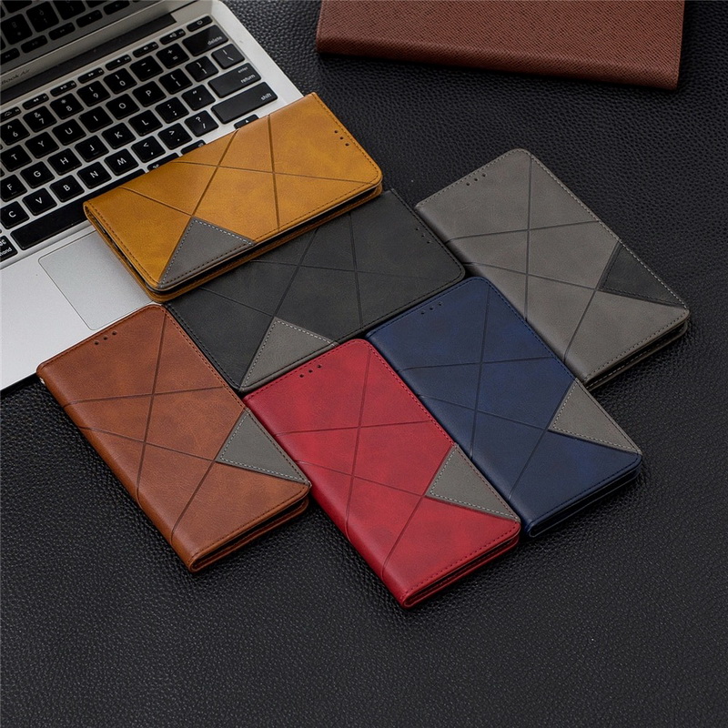 Case Samsung Galaxy A53 5G #เคสฝาพับหนัง PU มีช่องเสียบ ID บัตรอื่นๆในตัว Geometric Pattern Leather Card Holder Protective