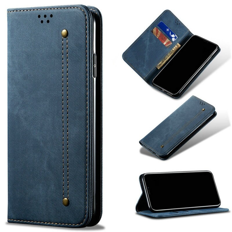 เคส Samsung Galaxy A32 5G #เคสฝาพับสไตล์ย้อนยุคผิวผ้ายีนส์แบบกระเป๋าสตางค์