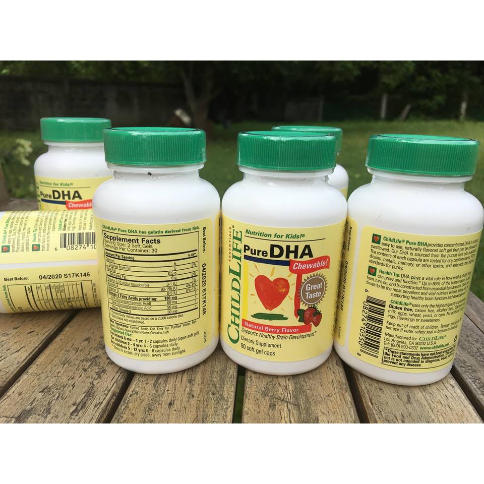 ChildLife® Pure DHA , Natural Berry Flavor, 90 SoftGel Caps ดีเฮชเอบริสุทธิ์ สำหรับเด็ก 6เดือน - 12 ขวบ