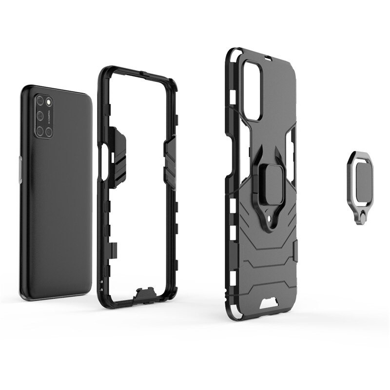 Case OPPO A92 #เคสฝาหลังพลาสติกแข็ง +TPU Hybrid Case มีแหวนสวมนิ้วโลหะ