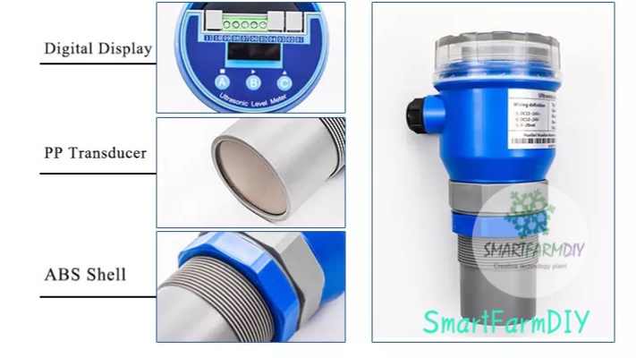 เซนเซอร์วัดระดับน้ำหรือของเหลว ultrasonic sensor 0-800cm 4-20mA rs485