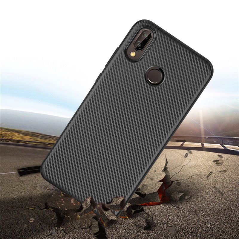 เคส Huawei P20 Lite / Nova 3e #เคสฝาหลัง TPU นิ่มแบบคาร์บอนไฟเบอร์ Soft Skin Case