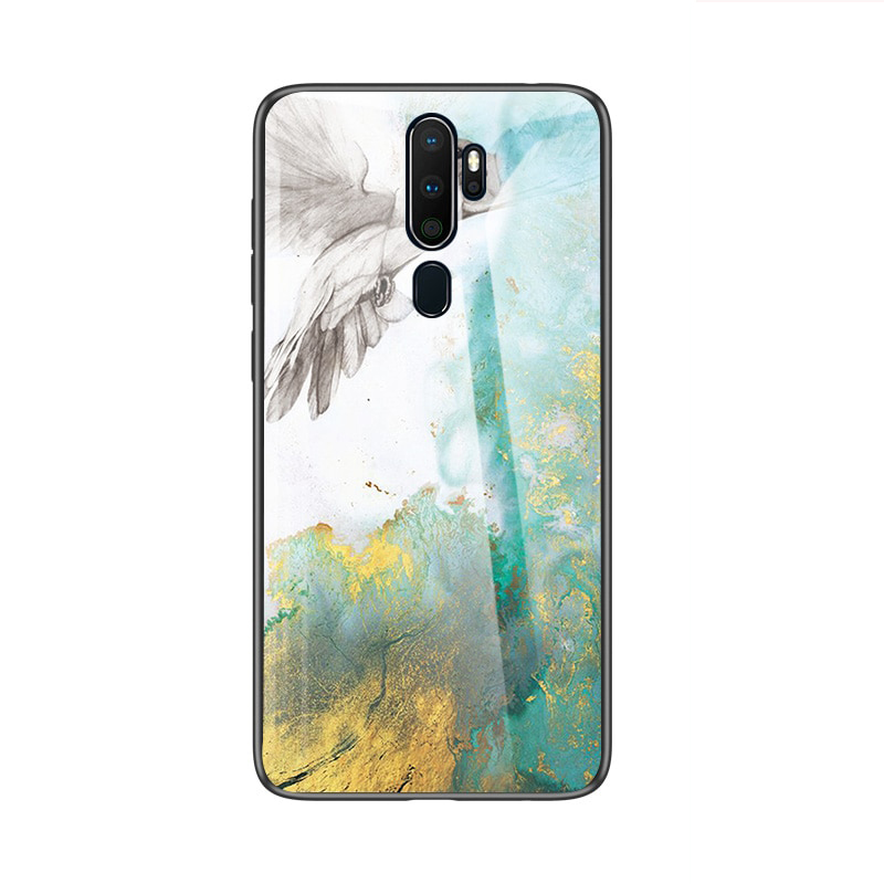 Case OPPO A9 (2020)/A5 (2020) #เคสฝาหลัง Gradient Color ลายหินอ่อน Glass + PC + TPU Hybrid Case
