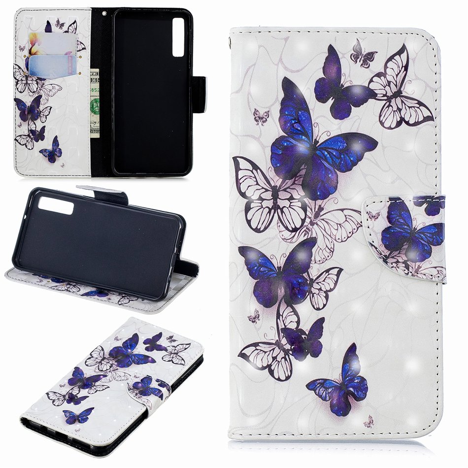Case Samsung Galaxy A70 #เคสฝาพับหนัง PU พิมพ์ลายแบบกระเป๋าสตางค์