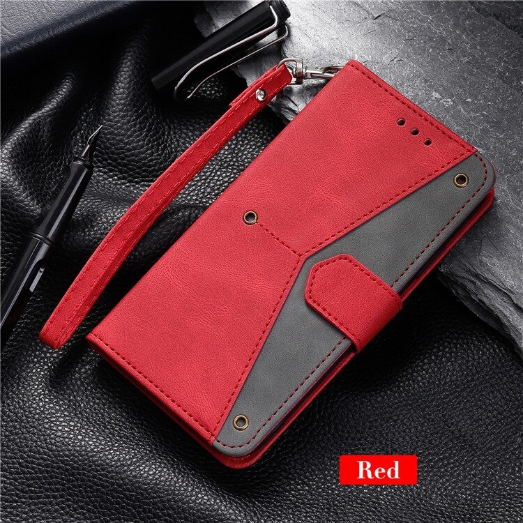 เคส Samsung Galaxy S22+ 5G#เคสฝาพับหนัง PU Splicing Stitching Stand Skin-touch Leather