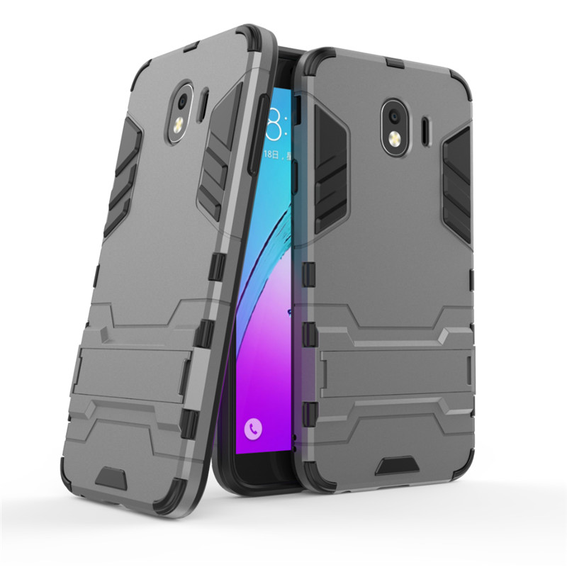 เคส Samsung Galaxy J4 (2018) #เคสฝาหลังพลาสติก ไฮบริด TPU + Kickstand