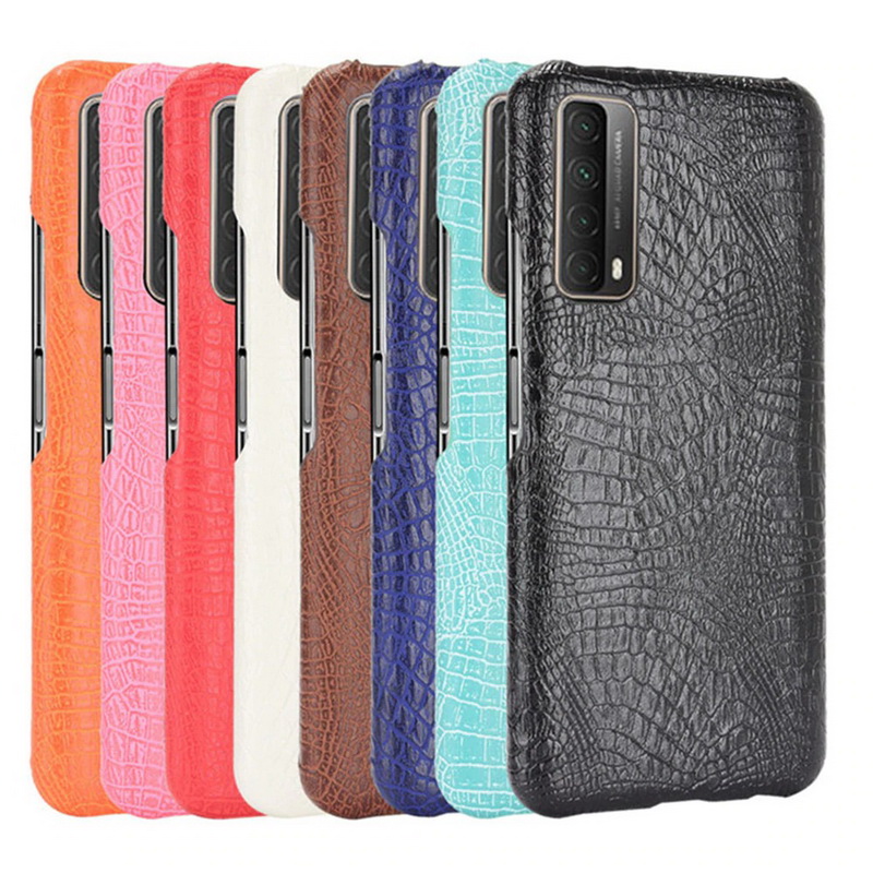 เคส Huawei Y7a #เคสฝาหลังพลาสติกแข็งเคลือบหนัง PU ลายผิวหนังจระเข้