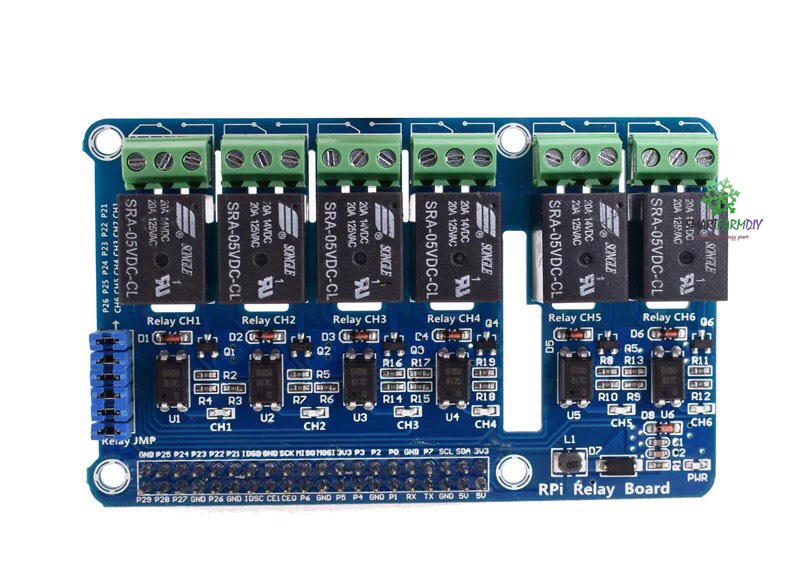 บอร์ดเสริม 6-Channel Raspberry Pi Relay