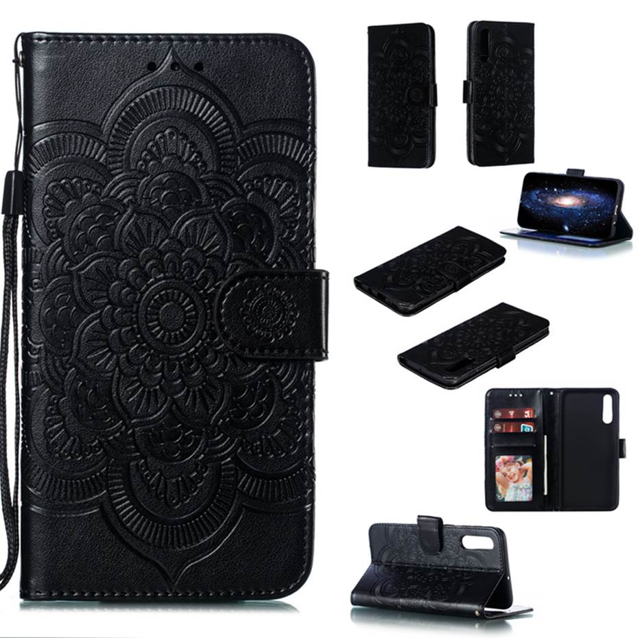 Case Xiaomi Mi 9 SE #เคสฝาพับหนัง PU ปั้มลาย Imprint Mandala Flower