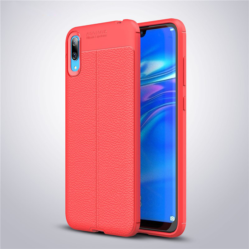 Case Huawei Y7 Pro (2019) TPU #เคสฝาหลังผิวลิ้นจี่ช่วยป้องกันลายนิ้วมือและกันลื่นได้ดี