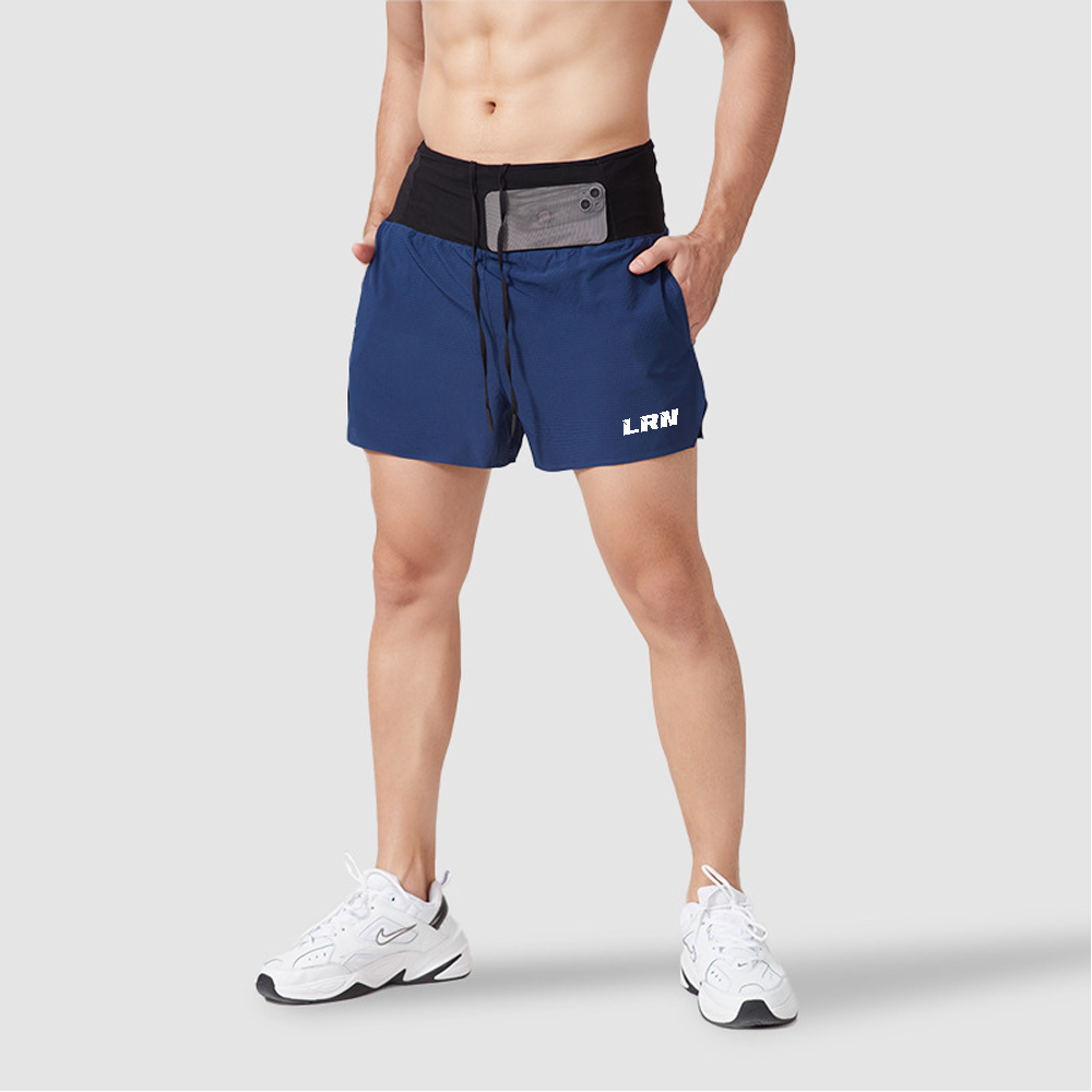 กางเกงวิ่งขาสั้น วิ่งเทรล 3" มีซัปใน มีกระเป๋าใส่ของที่รอบเอวในตัว โลโก้เรืองแสง (F27)