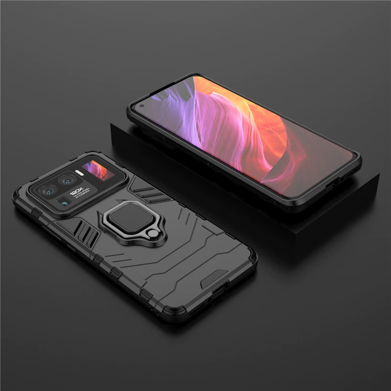 เคส Xiaomi Mi 11 Ultra #เคสฝาหลังพลาสติกแข็ง +TPU Hybrid Case มีแหวนสวมนิ้วโลหะ