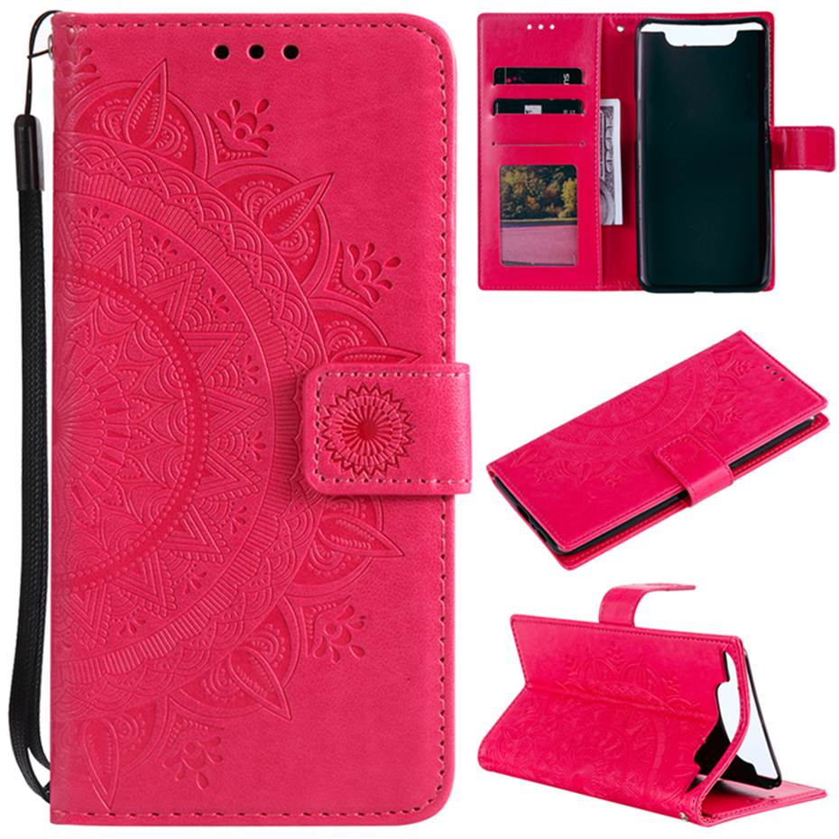Case Samsung Galaxy A80 #เคสฝาพับแบบกระเป๋าสตางค์ฝาพับหนัง PU Imprint Flower Leather Wallet