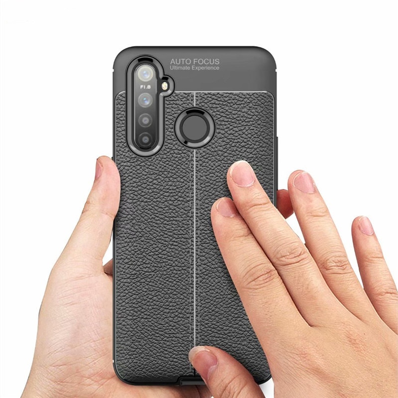 เคส Realme 5 Pro #เคสฝาหลัง TPU ผิวลิ้นจี่ช่วยป้องกันลายนิ้วมือและกันลื่นได้ดี